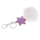 Max Faux Fur Ball Plush Pendant Key Chain Key Ring for Women Bag/Car/Purse White