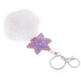 Max Faux Fur Ball Plush Pendant Key Chain Key Ring for Women Bag/Car/Purse White