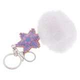 Max Faux Fur Ball Plush Pendant Key Chain Key Ring for Women Bag/Car/Purse White