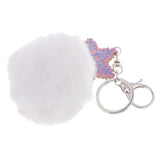 Max Faux Fur Ball Plush Pendant Key Chain Key Ring for Women Bag/Car/Purse White