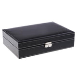Max 8 Slots Watch Box with Lock and Mirror Watch Display Storage Case Black
