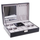 Max 8 Slots Watch Box with Lock and Mirror Watch Display Storage Case Black