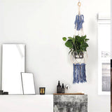 Max Handmade Crochet Knitted Cotton Planter Flower Pot Basket Wall Hanging Rope