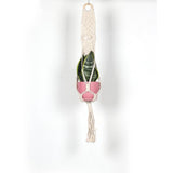 Max 35" Beige Manual Knitted Cotton Rope PLANT HANGER Flower Pot Holder Basket D