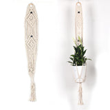 Max 36" Beige Manual Knitted Cotton Rope PLANT HANGER Flower Pot Holder Basket C