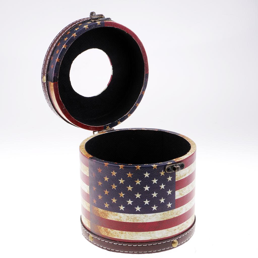Max Wooden Cylinder Tissue Box Towel Napkin Holder Container Stripes Flag