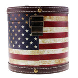 Max Wooden Cylinder Tissue Box Towel Napkin Holder Container Stripes Flag