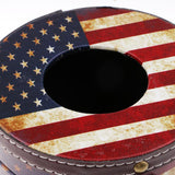 Max Wooden Cylinder Tissue Box Towel Napkin Holder Container Stripes Flag