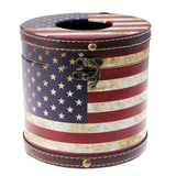 Max Wooden Cylinder Tissue Box Towel Napkin Holder Container Stripes Flag