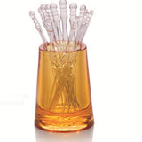 Max Acrylic Fruit Fork Holder Salad Dessert Fork Storage Case Fruit Fork Amber