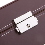 Max 9 Grids PU Leather Watch Box Storage Organizer Glasses Display Case Brown
