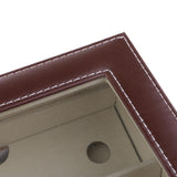 Max 9 Grids PU Leather Watch Box Storage Organizer Glasses Display Case Brown