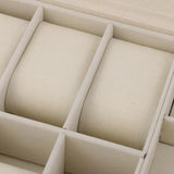 Max 9 Grids PU Leather Watch Box Storage Organizer Glasses Display Case Brown