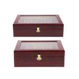 Max 12 Slots Wood Watch Display Case Holder Glass Top Jewelry Storage Organizer