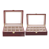 Max 12 Slots Wood Watch Display Case Holder Glass Top Jewelry Storage Organizer