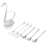 Max Swan Spoon Forks Holder Table Tableware For Coffee Fruits 3 Spoon 3 Fork