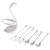 Max Swan Spoon Forks Holder Table Tableware For Coffee Fruits 3 Spoon 3 Fork
