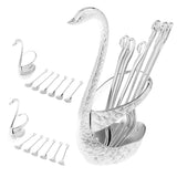 Max Swan Spoon Forks Holder Table Tableware For Coffee Fruits 3 Spoon 3 Fork