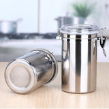 Max Stainless Steel Airtight Canister with Clear Acrylic Lid and Locking Clamp 17oz