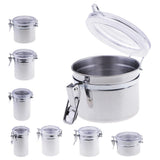 Max Stainless Steel Airtight Canister with Clear Acrylic Lid and Locking Clamp 17oz
