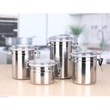 Max Stainless Steel Airtight Canister with Clear Acrylic Lid and Locking Clamp 46oz