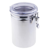 Max Stainless Steel Airtight Canister with Clear Acrylic Lid and Locking Clamp 60oz