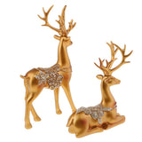 Max Creative Home Decoration Resin Couples Elk Deer Miniatures Figurine Model Gold