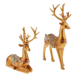 Max Creative Home Decoration Resin Couples Elk Deer Miniatures Figurine Model Gold