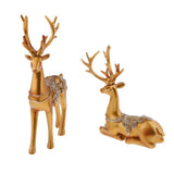 Max Creative Home Decoration Resin Couples Elk Deer Miniatures Figurine Model Gold