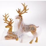 Max Creative Home Decoration Resin Couples Elk Deer Miniatures Figurine Model Gold