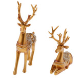 Max Creative Home Decoration Resin Couples Elk Deer Miniatures Figurine Model Gold