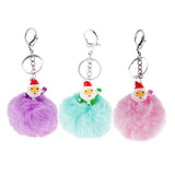Max Santa Claus Fluffy Ball Keychain Keyring Car Key Chain Ring Hanging Decor Green