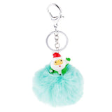 Max Santa Claus Fluffy Ball Keychain Keyring Car Key Chain Ring Hanging Decor Green