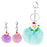 Max Santa Claus Fluffy Ball Keychain Keyring Car Key Chain Ring Hanging Decor Green