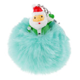 Max Santa Claus Fluffy Ball Keychain Keyring Car Key Chain Ring Hanging Decor Green