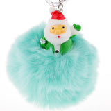 Max Santa Claus Fluffy Ball Keychain Keyring Car Key Chain Ring Hanging Decor Green