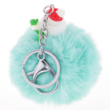 Max Santa Claus Fluffy Ball Keychain Keyring Car Key Chain Ring Hanging Decor Green