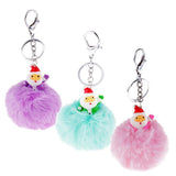 Max Santa Claus Fluffy Ball Keychain Keyring Car Key Chain Ring Hanging Decor Green