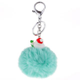 Max Santa Claus Fluffy Ball Keychain Keyring Car Key Chain Ring Hanging Decor Green