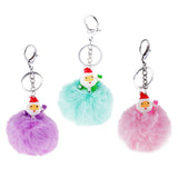 Max Santa Claus Fluffy Ball Keychain Keyring Car Key Chain Ring Hanging Decor Green