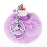 Max Santa Claus Fluffy Ball Keychain Keyring Car Key Chain Ring Hanging Decor Purple