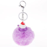 Max Santa Claus Fluffy Ball Keychain Keyring Car Key Chain Ring Hanging Decor Purple