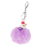Max Santa Claus Fluffy Ball Keychain Keyring Car Key Chain Ring Hanging Decor Purple