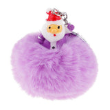 Max Santa Claus Fluffy Ball Keychain Keyring Car Key Chain Ring Hanging Decor Purple
