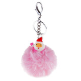 Max Santa Claus Fluffy Ball Keychain Keyring Car Key Chain Ring Hanging Decor Pink