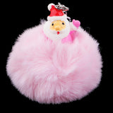 Max Santa Claus Fluffy Ball Keychain Keyring Car Key Chain Ring Hanging Decor Pink
