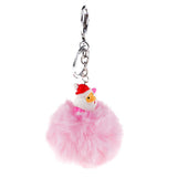 Max Santa Claus Fluffy Ball Keychain Keyring Car Key Chain Ring Hanging Decor Pink