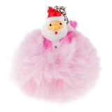 Max Santa Claus Fluffy Ball Keychain Keyring Car Key Chain Ring Hanging Decor Pink