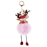 Max Christmas Deer Keychain Soft Fluffy Ball Keyring Gift Bag Decoration Pink