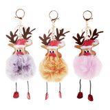 Max Christmas Deer Keychain Soft Fluffy Ball Keyring Gift Bag Decoration Pink
